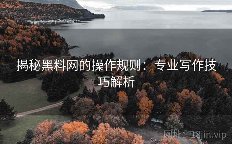 揭秘黑料网的操作规则：专业写作技巧解析